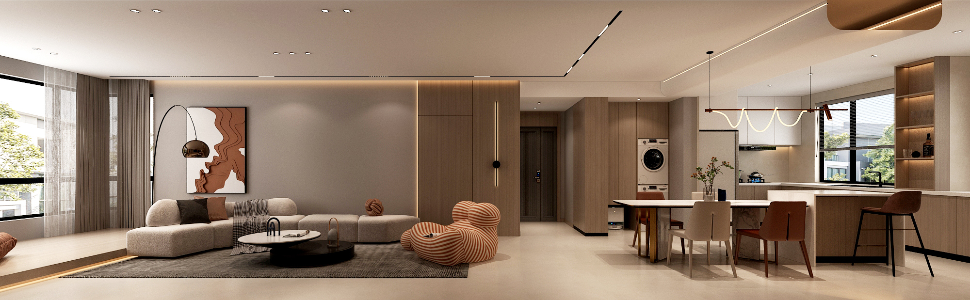 水岸十里360平美式裝修現場圖